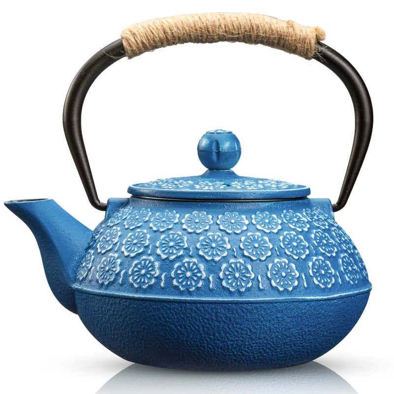 Sotya Cast Iron Teapot, 30oz/900ml Japanese Tetsubin Tea Pot with Infuser for Loose Leaf and Tea Bags, Tea Kettle Coated with Enameled Interior for Stove Top, Dark Blue - Image 1